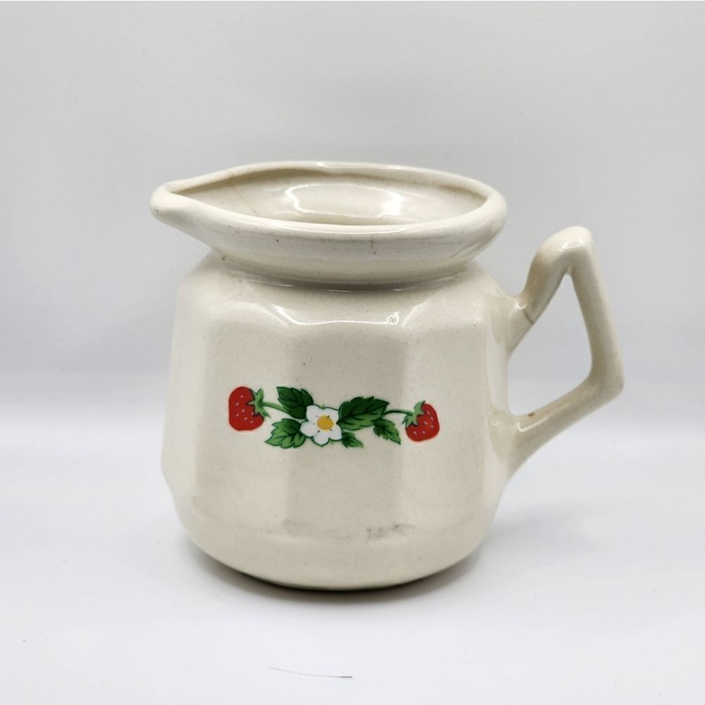 Vintage Pottery Taiwan Creamer with Strawberry Pattern
